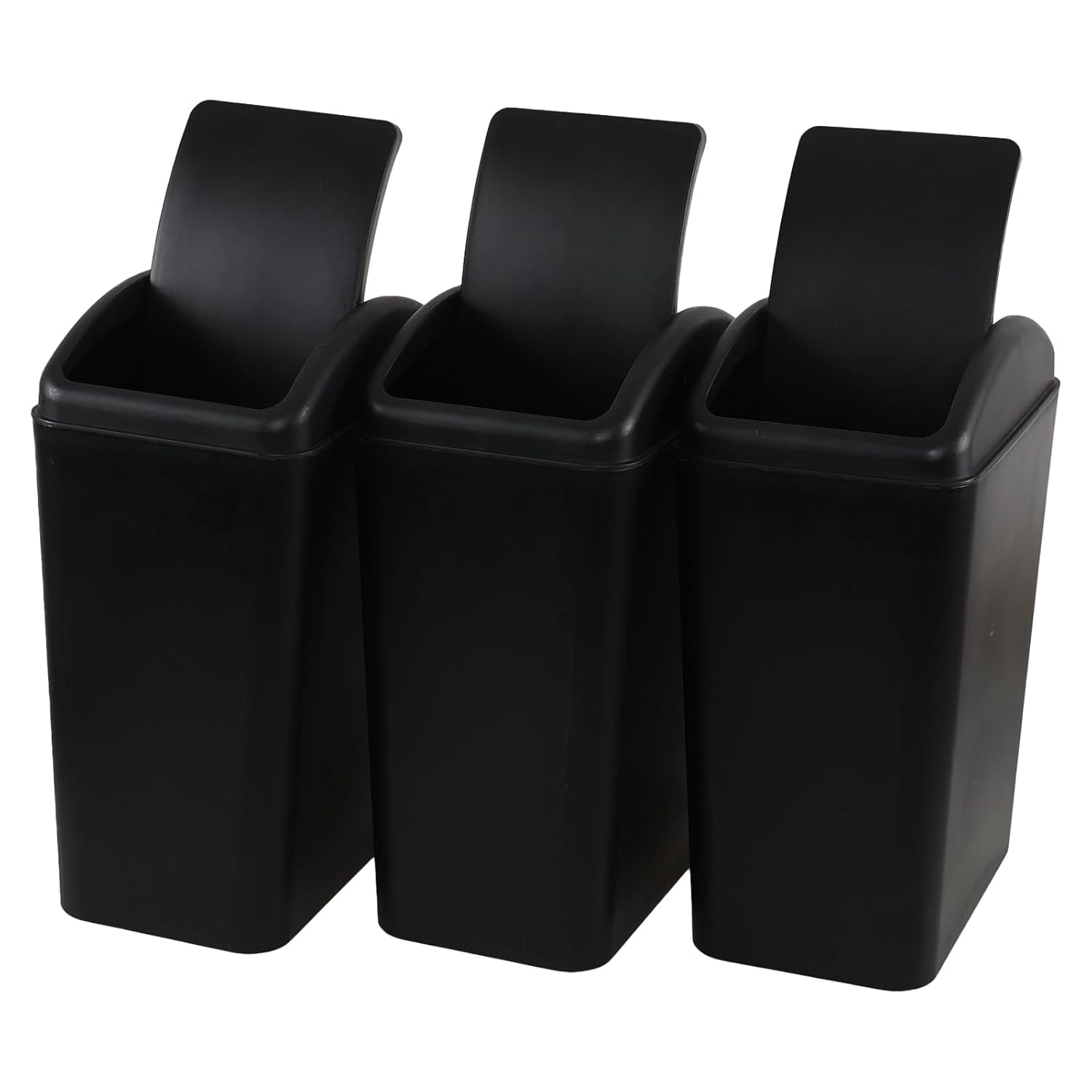 4.2 Gallon Trash Can with Swing Lid, Slim Plastic Garbage Bin, Black, 3 Packs