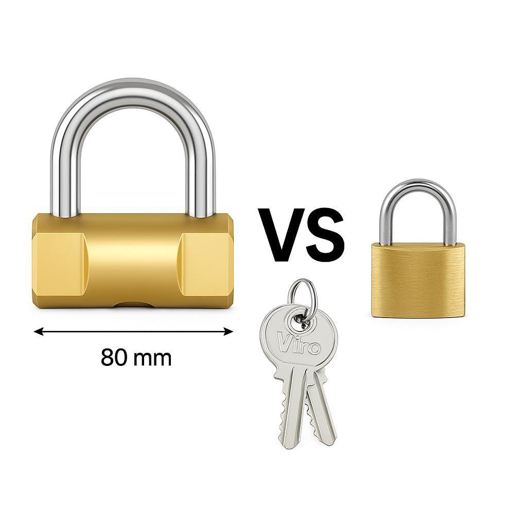 80mm High Security Brass Padlock, 2 Keys, Closed Shackle, Heavy Duty Outdoor Garage Container, Shutter, Shed, Garden Shed, Wire Mesh - Image 2