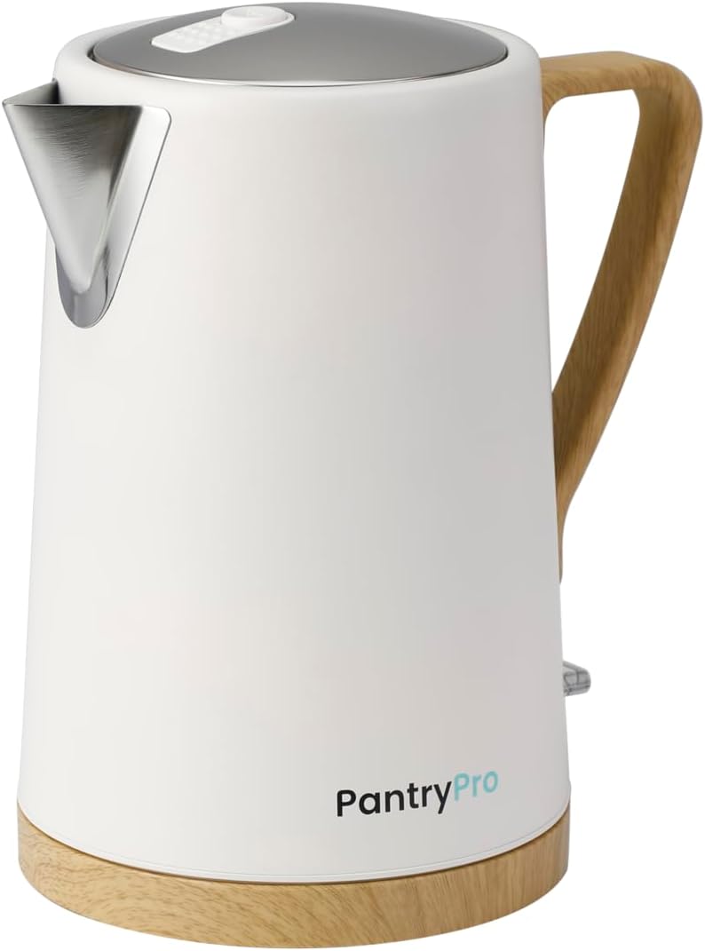 PantryPro 1.7L 1500W Rapid-Boil Electric Kettle – Stainless Steel Interior – Auto Shut-Off, Boil-Dry Protection, LED Indicator, Wide Opening – Cream White PantryPro 1.7L 1500W Rapid-Boil Electric Kettle – Stainless Steel Interior – Auto Shut-Off, Boil-Dry Protection, LED Indicator, Wide Opening – Cream White