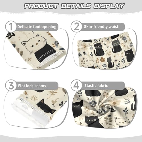 Girls Leggings Vintage Cats Flowers White Kids Length Leggings Pants Athletic Yoga Pants Toddler Tights Trousers 4T3