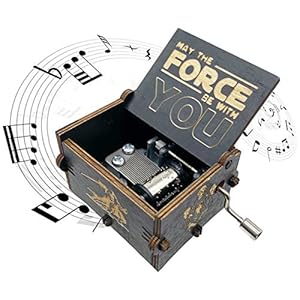 Star Wars Music Box，Wooden Hand Crank Unique Musical Boxes Theme Starwars, Mini Antique Vintage Craft Laser Engraved…