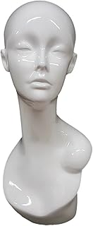 Female Glossy White Mannequin Head Stand 19