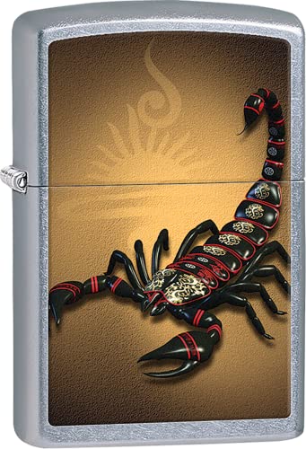 Encendedor Zippo Negro y Rojo Escorpión con Sol Tribal