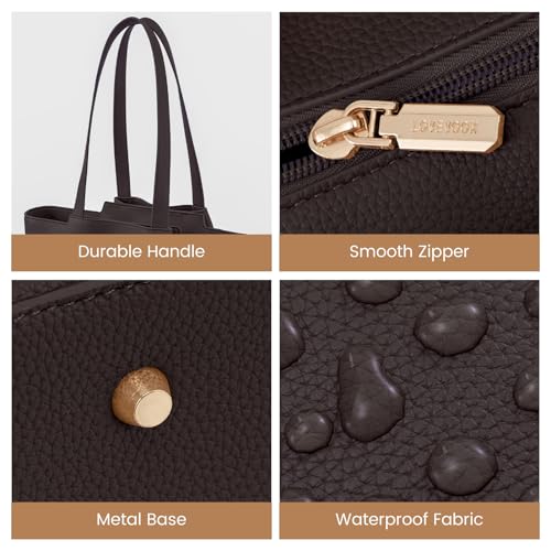 Image of LOVEVOOK Laptop Tote for Women - 15.6 Inch Faux Leather Laptop Bag with Clutch, Large Capacity Office Purse Computer