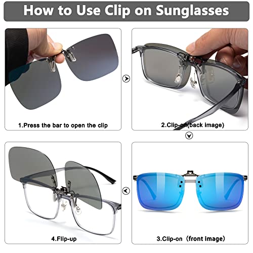 Image of CAXMAN Polarized Clip On Sunglasses Over Prescription Glasses for Men Women UV Protection