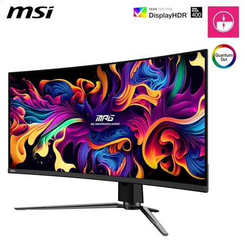 Image of MSI MPG 341CQPX QD-OLED 34 Inch UWQHD Curved Gaming Monitor - 3440 x 1440(21:9) QD-OLED Panel, 240Hz / 0.03ms, 99.3% DCI-P3, ΔE≤2, DisplayHDR True Black 400, DP 1.4a, HDMITM, USB Type C(PD:98W)