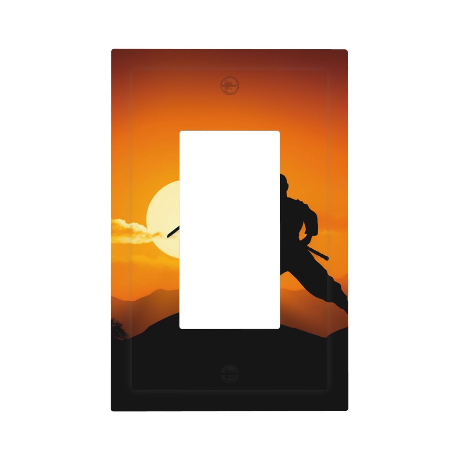 1-Gang Decorator Wall Plate Sun Karate Silhouette Light Switch Cover Single Gang Receptacle Outlet Wall Plate Mid Size 5" x 3" Wallplate Unbreakable Polycarbonate Outlet Faceplates Covers