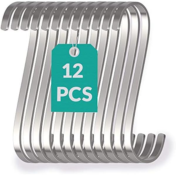 12 małych haków S ze stali nierdzewnej płaskich 8cm - do 25kg obciążenia - nierdzewne haki S do zawieszania