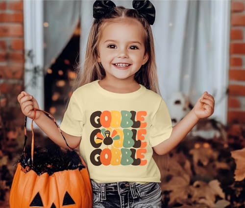 Thanksgiving Shirts for Kids Gobble Turkey T-Shirt Girls Boys Short Sleeve Fall Pumpkin Tee Tops2