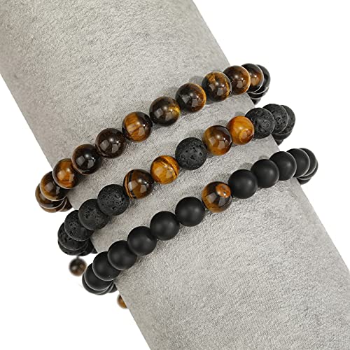 MengPa Mens Beaded Bracelets Bracelet Lava Rock Beads Stone Trendy Jewelry Sets Gifts for Him Boyfriend4