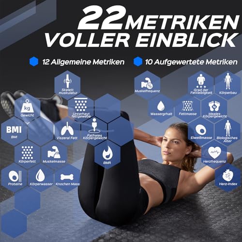 Lepulse Körperfettwaage F4 Pro, Aufladbar, Smart Personenwaage mit APP – Ansicht 2