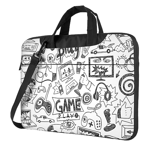 Sac ordinateur portable antichoc imprimé Sketch Style avec bandoulière confort