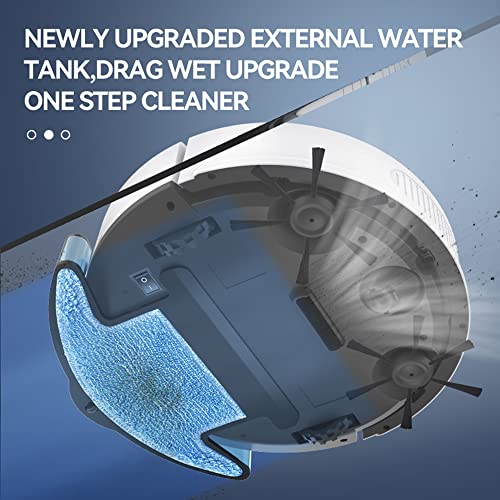 Robot Stofzuiger en Mop All in One, 2 in 1 Dweilen Robot Vacuüm Met Watertank en Vuilnisbak, 2000 PA Zuiging, 80 Min-Hardlopen, Krachtige Robotic Vacuum voor Thuiskantoor Tapijt Hardhout (blauw) - Image 7