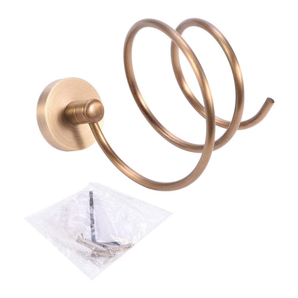 Aigend Hair Dryer Holder - Antique Wall Mount Solid Brass Hair Dryer Holder Storage Rack Bathroom Organizer Shelf
