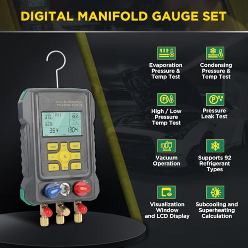 image for CMTOOL HVAC Gauges Digital Manifold Gauges Set, 92 Refrigerants, Press