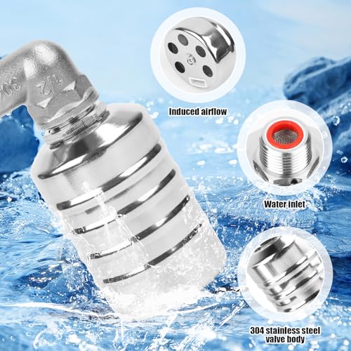 Automatisches Schwimmerventil,Schwimmerventil 1/2'' oder 3/4'' Automatische Wasserstandsregelung Einstellbar 304 Edelstahl,mit Wasserhahn-Dichtungsband und Wellrohr