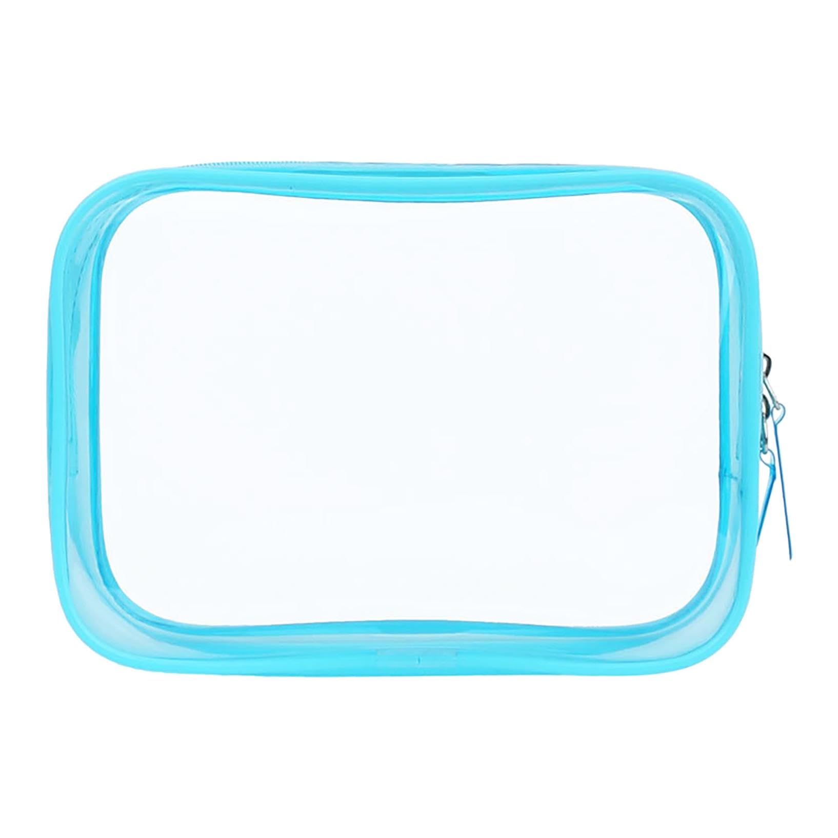 Clear Makeup Case Toiletry Bag Multipurpose Travel Makeup Bags Train Case Portable Cosmetic Organizer Transparent Storage Bag with Zipper PVC Cosmetic Pouch for Airport Airline Compliant (blue)
