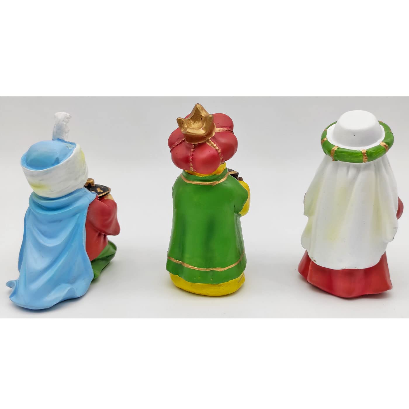 Acan Tradineur - Figuras 3 Reyes Magos Naïf para belén navideño, marmolina, Figuras Decorativas para Nacimiento, Pesebre, Navidad, Adorno Tradicional, 9 cm.