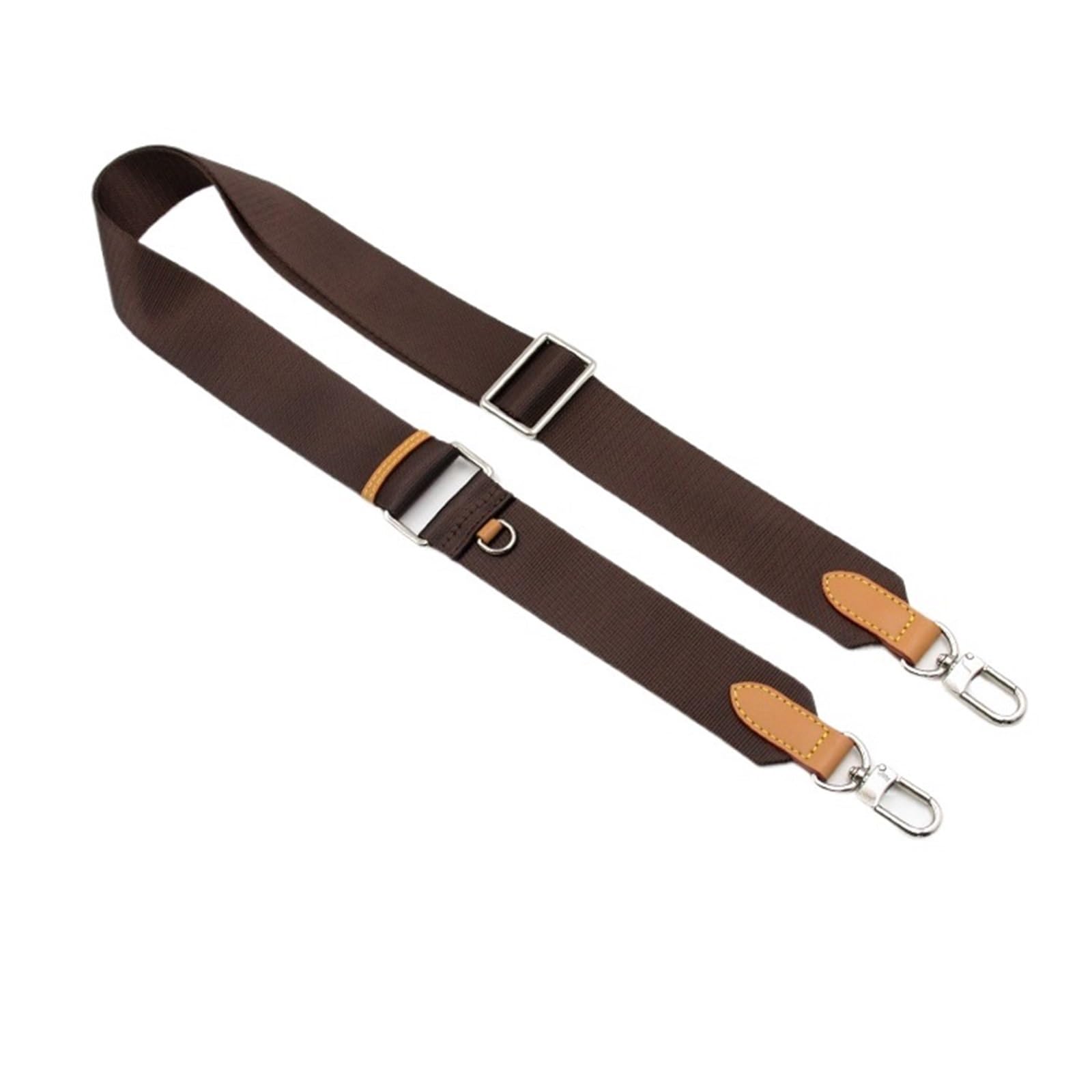 Correa de bolso de lona premium con acabados de cuero y hebilla plateada para bandoleras
