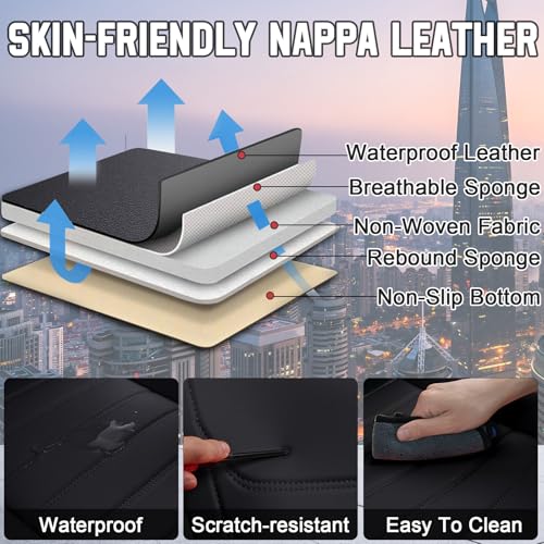 Image of Car Seat Covers Fit for Chevrolet Tahoe 1995-2025, Leather Automotive Seat Covers for Trucks, Heavy-Duty Wear Resistant Seat Protectors, Easy to Install, 5 Seats, Black