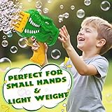 JONEG Bubble Maker for 3+ Year Old Boys: Automatic Dinosaur Bubble Gun Gifts for 3 4 5 6 7 8 Years Old Boy Birthday Toy for Kid Toddlers Ages 4-6 Outdoor Summer Bubble Machine for Kids (Green) - Image 4