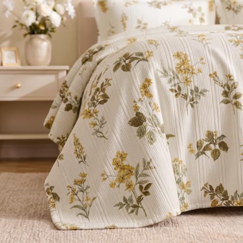 Image of SANMARINO Cloud Cotton 210 TC King Size Bedsheet with 2 Pillow Covers | Ultra Soft & Breathable | Floral Design Bedding Set | Hotel-Quality Comfort for a Luxurious Sleep | 270 x 250 cm | Sage Mist