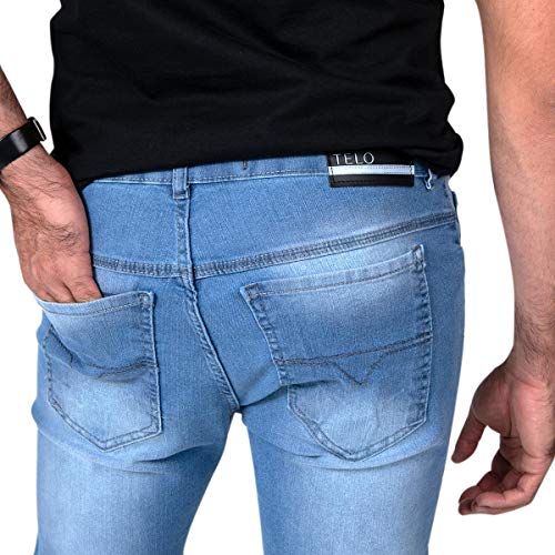 Kit com 3 Bermudas Masculinas Sarja Jeans Short Slim Lycra Brim - Preta, Jeans Claro e Jeans Escuro