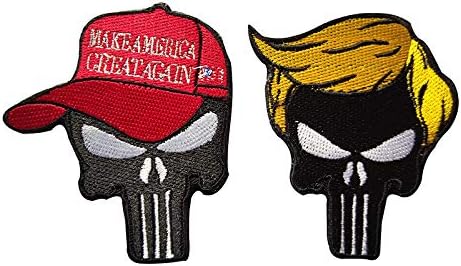 EJG 2pcs Hook and Loop Fastener Patch, Tactical Morale Embroidered Patches Badge Cool Punk Rock Music Skull Head for Caps Bags Backpacks Vest Military Uniforms Gears DIY Accessories