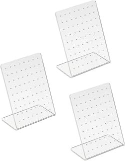 Rosojodg 3Pcs Earrings Stand Display, 72 Holes Acrylic Earring Holder Organizer, Ear Studs Jewelry Storage Display, Rack Showcase Earrings Display, Stand Earring Storage