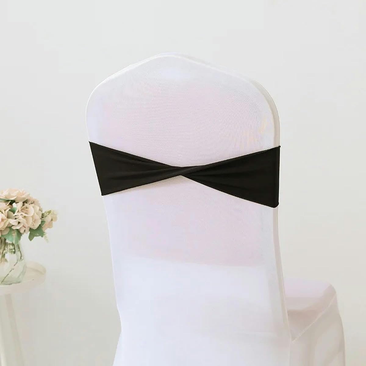 100/50/10pcs Spandex Stretch Chair Sashes Bows Elastic Cover Bands Ties Without Buckle for Reception Banquet Event-Style 1-10 Pcs (Style 19 50pcs)