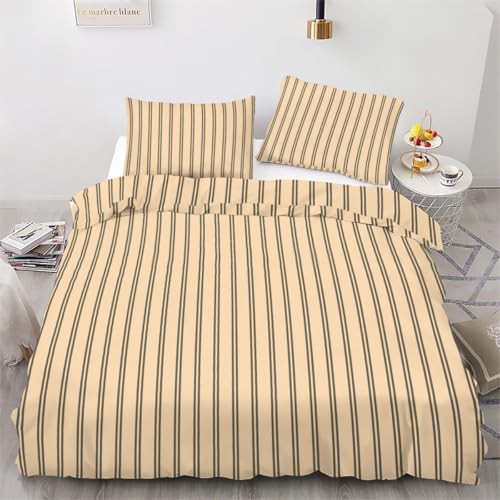 Jaynovex77 Stripe Single Duvet Cover Sets Bedding 3 Piece Pillow Cases, 135 X 200Cm，Yellow - 3