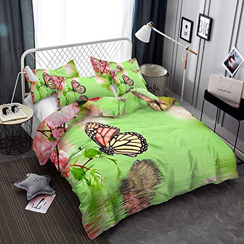 Parure de lit 4 pièces 140x200 microfibre imprimé lac vert