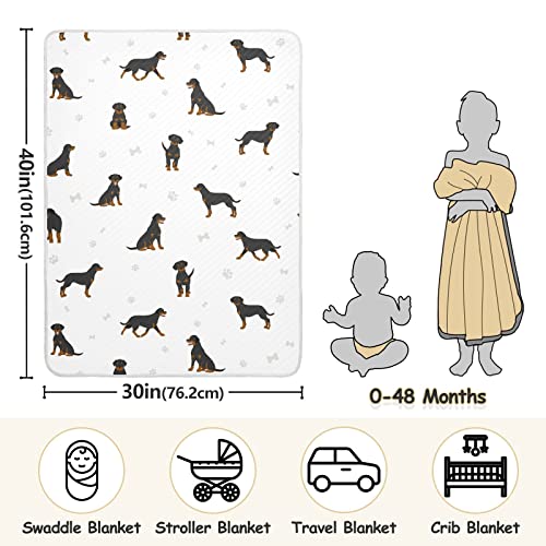 Image of Swaddle Blanket Rottweiler Dog Cotton for Infants, Receiving Lightweight Soft Swaddling for Crib, Stroller, Nursery, 30x40 in