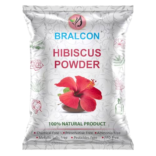 Image of BRALCON Hibiscus Powder - 100gm, Natural Pure Hibiscus Rosa-Sinensis Flower Powder for Face Pack and Hair Mask, Hair Conditioner for Dull Hair & Dry Scalp, Gudhal Ka Phool Powder