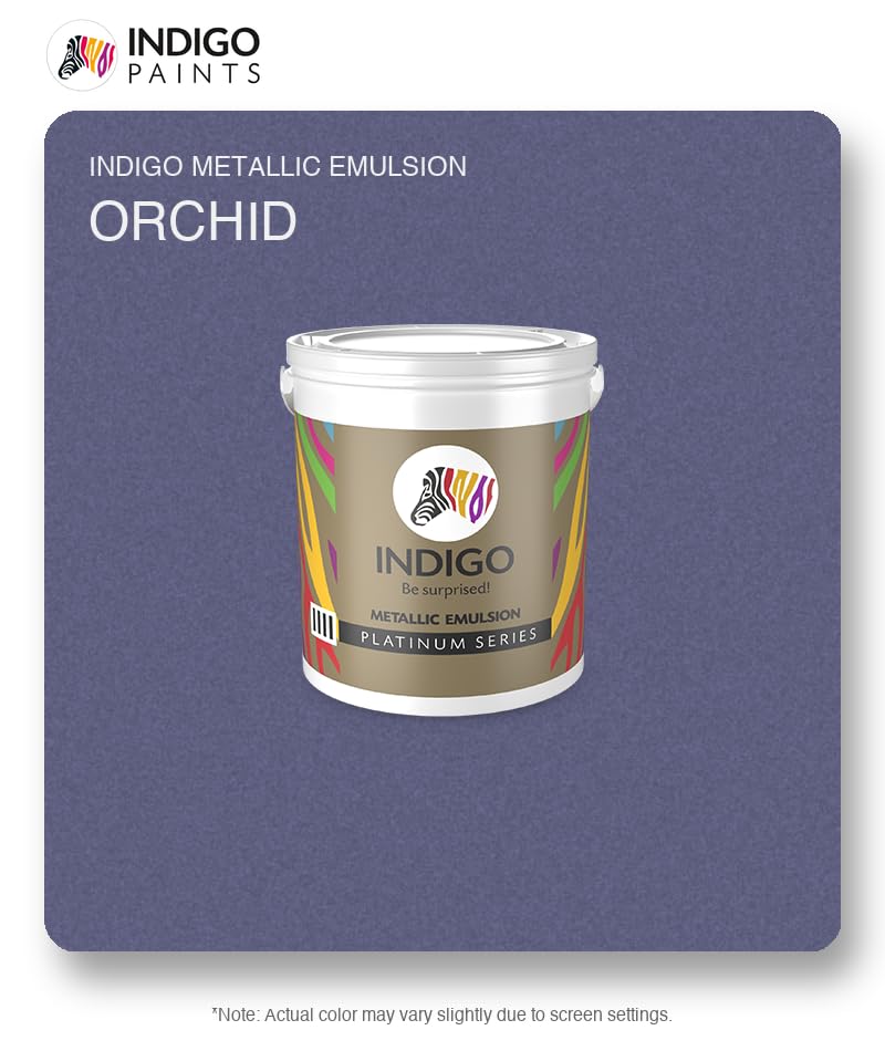 Image of Indigo Metallic Emulsion Platinum Series - Sparkling Metallic Texture Wall Paint | Water-Based | Anti-Fungal & Algae Resistant | Interior & Exterior Use | 500 ml Orchid