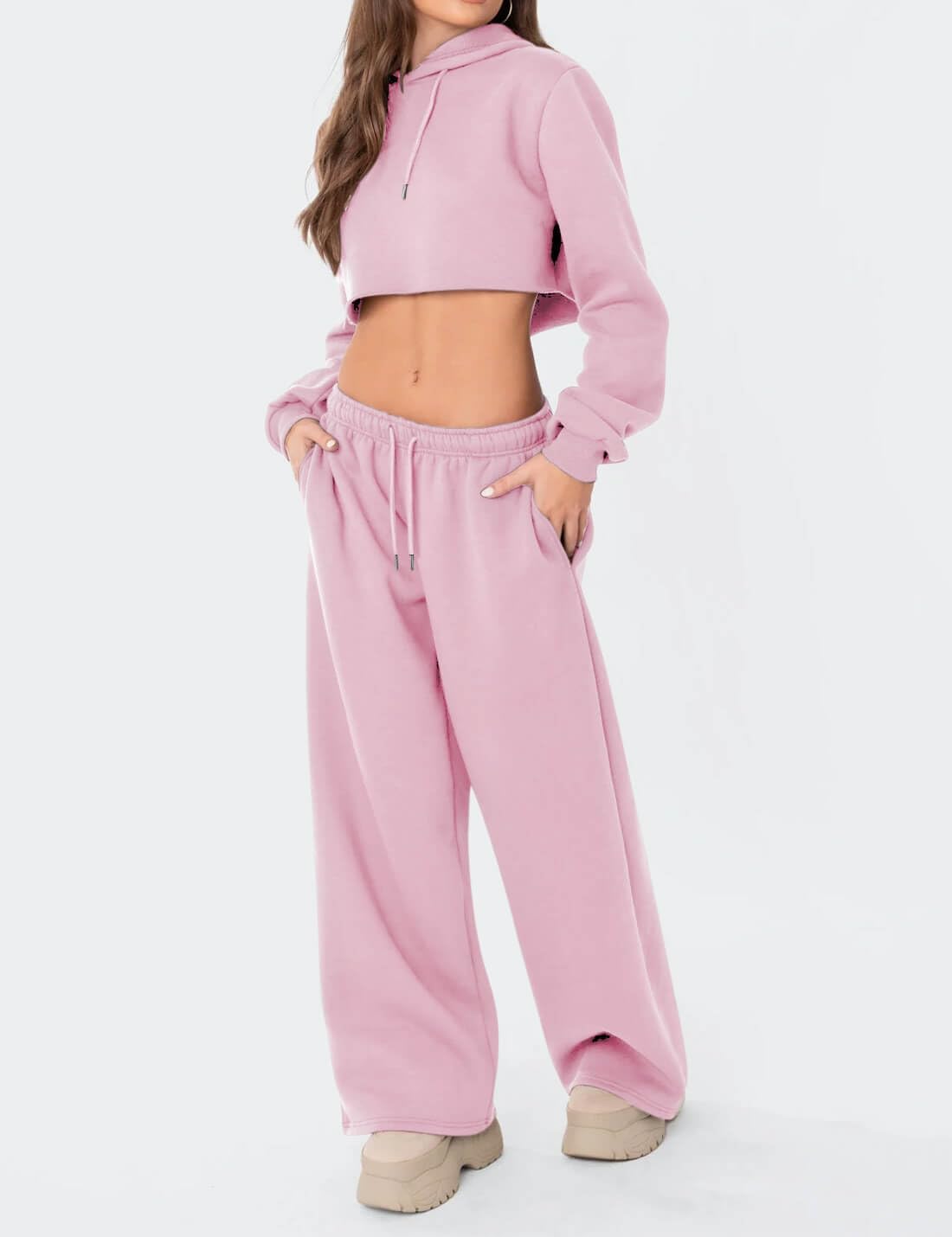 Ugerlov Wide Leg Sweatpants Women 2026 Trendy Fleece Lined Baggy Sweat Pants Athletic Lounge Sweatpant with Pockets - Image 4