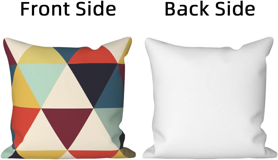 4 Pcs/Set Geometry Throw Pillow Covers Spring Colorful Boho Patchwork Color Linen Cushion Cases Outdoor Lumbar Pillows Case for Patio Furniture Couch Living Room Decorative, 18"x18"