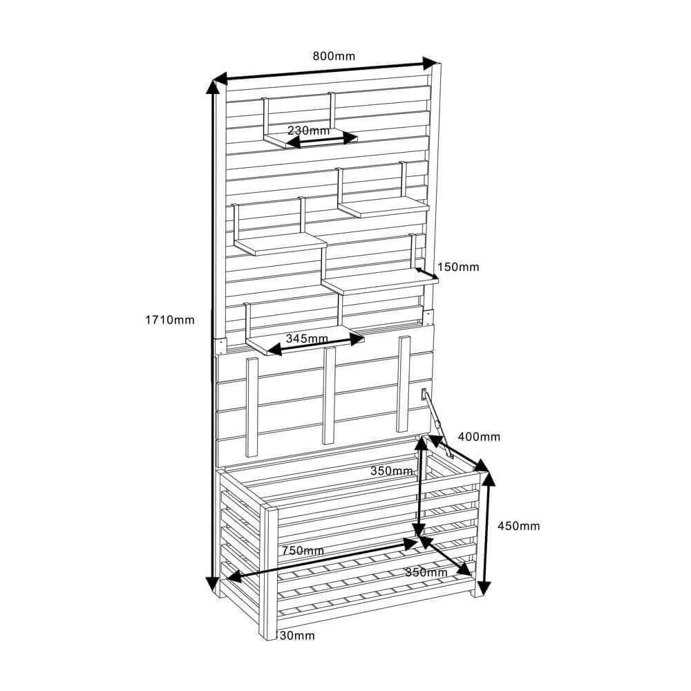 Home Deluxe - Balkon-Sichtschutz - Orelia - Maße 80 x 40 x 171 cm I Gartenbank Sichtschutz Gartentruhe