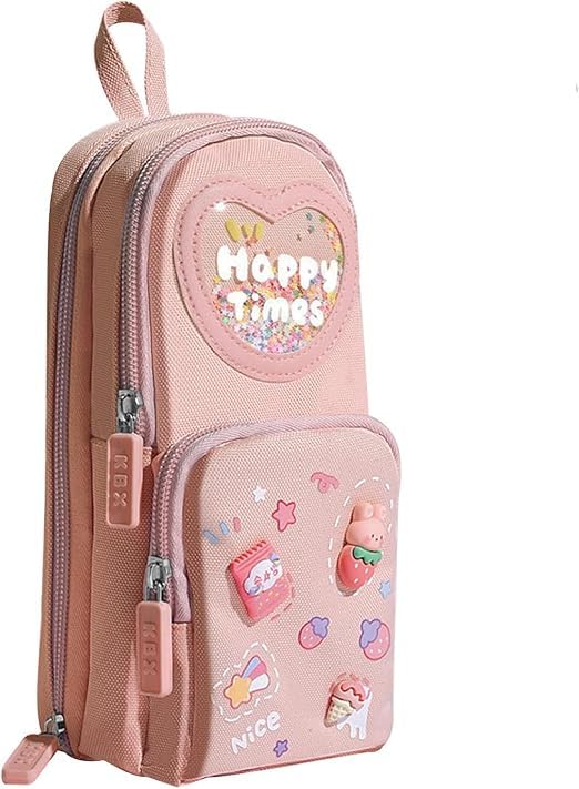 ESTOJO KAWAI MULTICAMADAS (ROSA CLARO) 6 COMPARTIMENTOS ORGANIZADORES - ESCOLAR E/OU PARA VIAGEM