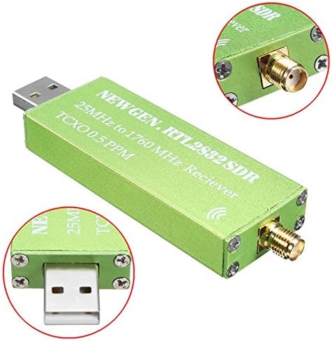 USB Adapter RTL-SDR RTL2832U + R820T2+ 1Ppm TCXO TV Tuner Stick Receiver, Green, 158888