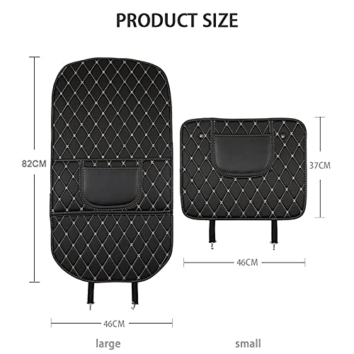 YUEGOO 2 Pezzi Tappetino Pelle Anti-Calcio Protezione Seggiolino Auto per Hyundai ix35 ix55 G80 HB20 Getz Reina, Impermeabile Anti-Graffio Sedile Posteriore Organizer Bambini,A/BlackRed