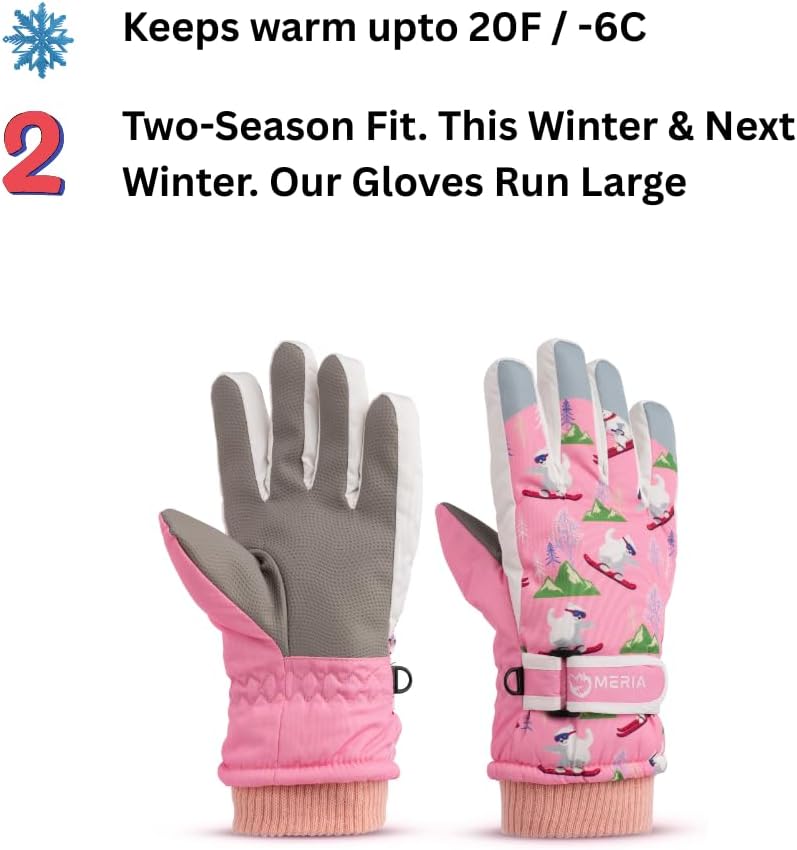 Playful Paws Waterproof Kids Snow Gloves (Ages 8-12) | Warm Boys & Girls Winter Gloves with Touchscreen | Windproof, Non-Slip Ski Gloves for Ages 8-10 & 10-12 Years - Image 3
