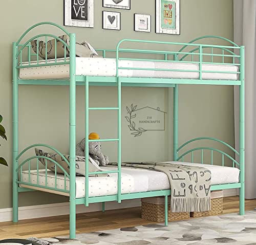 Z H HANDICRAFTS Metal Bunk Bed for Boys, Girls, Kids, Teens (Mint Green)