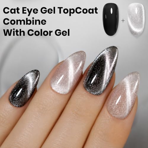 Image of Beetles Cat Eye Gel Top Coat with Magnet, No Wipe Magnetic Top Coat Gel Polish, Turns Any Gel Color Into Cat Eye Effect, 2 in 1 High Gloss Shine, Soak Off LED UV Nail Art for DIY Manicure