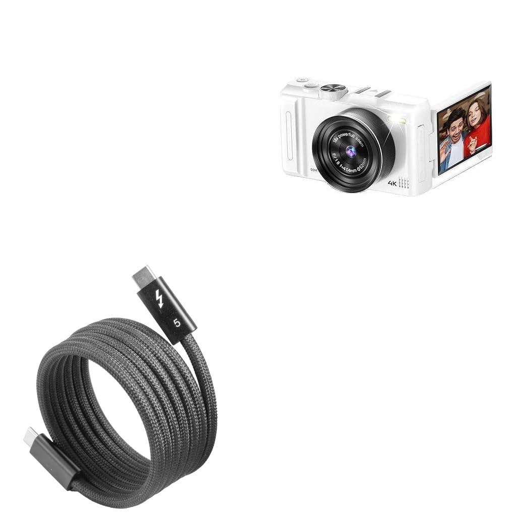 BoxWave Cable Compatible with MINIBEAR DX9Pro (3 in) - SnapWrap Thunderbolt 5.0 Cable (5ft 240W), Magnetic Self-Coiling Nylon Braided Retractable - Jet Black