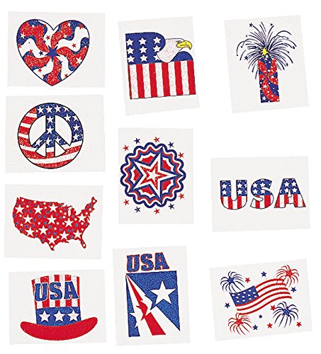 Fun Express Glitter Patriotic Temporary Tattoos (6 dz)
