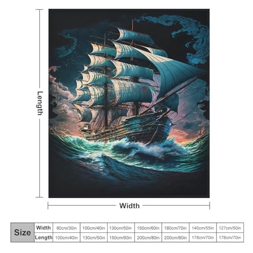 Couverture super douce et moelleuse motif bateau pirate grand lit