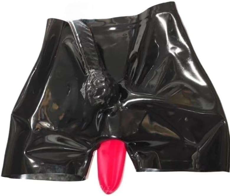 Latex Boxer Briefs Men's Sexy Rubber Shorts With Condoms