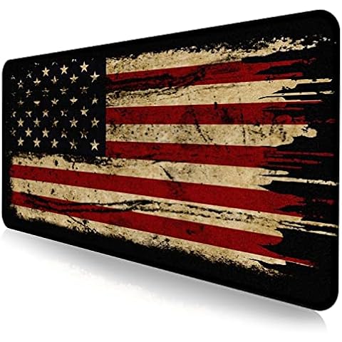 Large Extended Gaming Mouse Pad with Stitched Edges, Non-Slip Waterproof Rubber Base Mouse Pad for Office, Computer, Keyboard, Laptop and Home Desk Pad 35.4 x 15.7 x 0.12 Inch (American Antique Flag) Cover