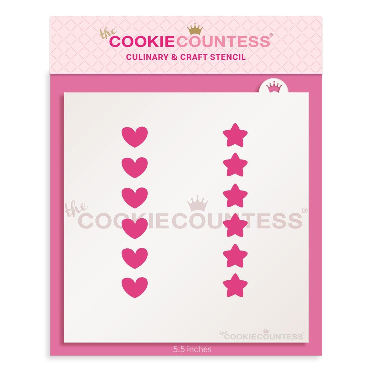 The Cookie Countess Cookie Stick Stencil - Stars and Hearts